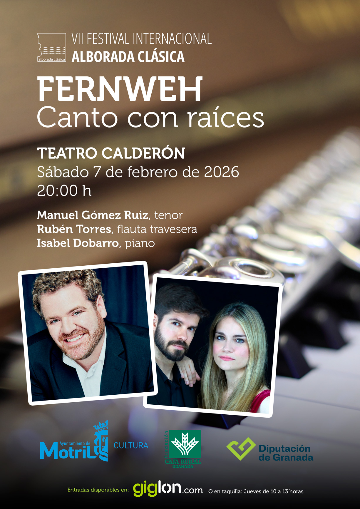 Cartel del concierto Fernweh Canto con raíces en el Teatro Calderón de Motril