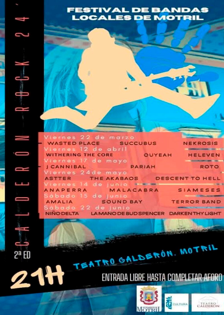 Cartel del Festival de Bandas Locales de Motril celebrado en el Teatro Calderón, programación musical municipal
