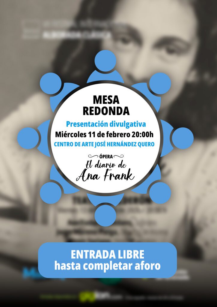 Cartel de la mesa redonda de presentación divulgativa de la ópera El diario de Ana Frank en Motril