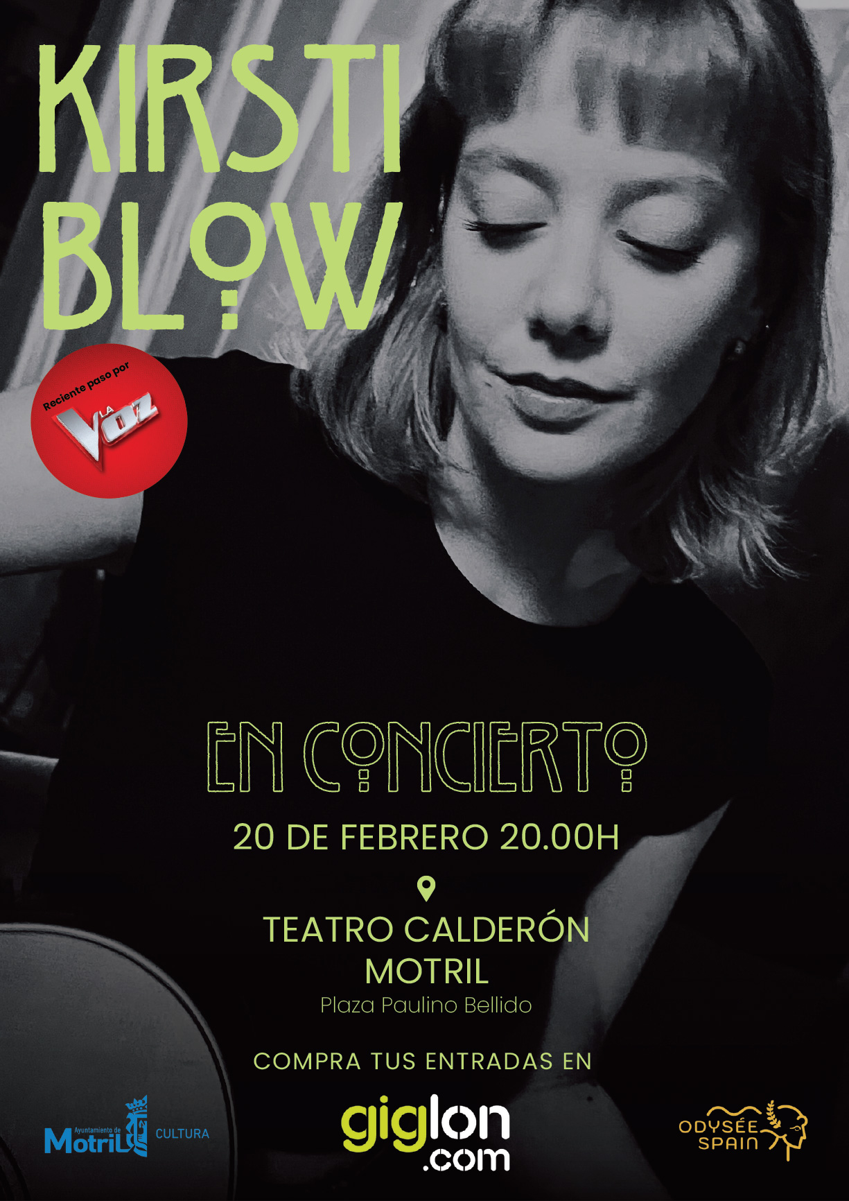 Cartel del concierto de Kirsti Blow en el Teatro Calderón de Motril