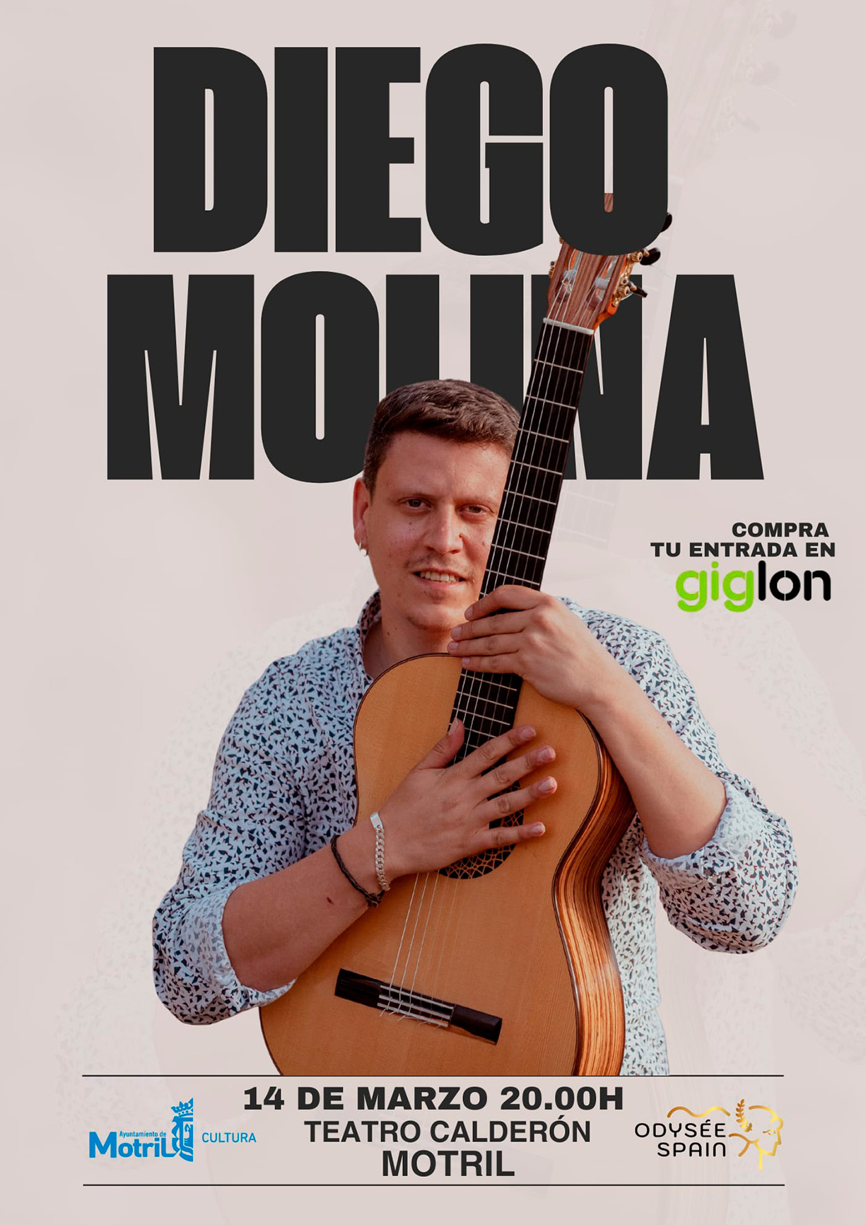 Cartel del concierto de Diego MOlina en el Teatro Calderón de Motril
