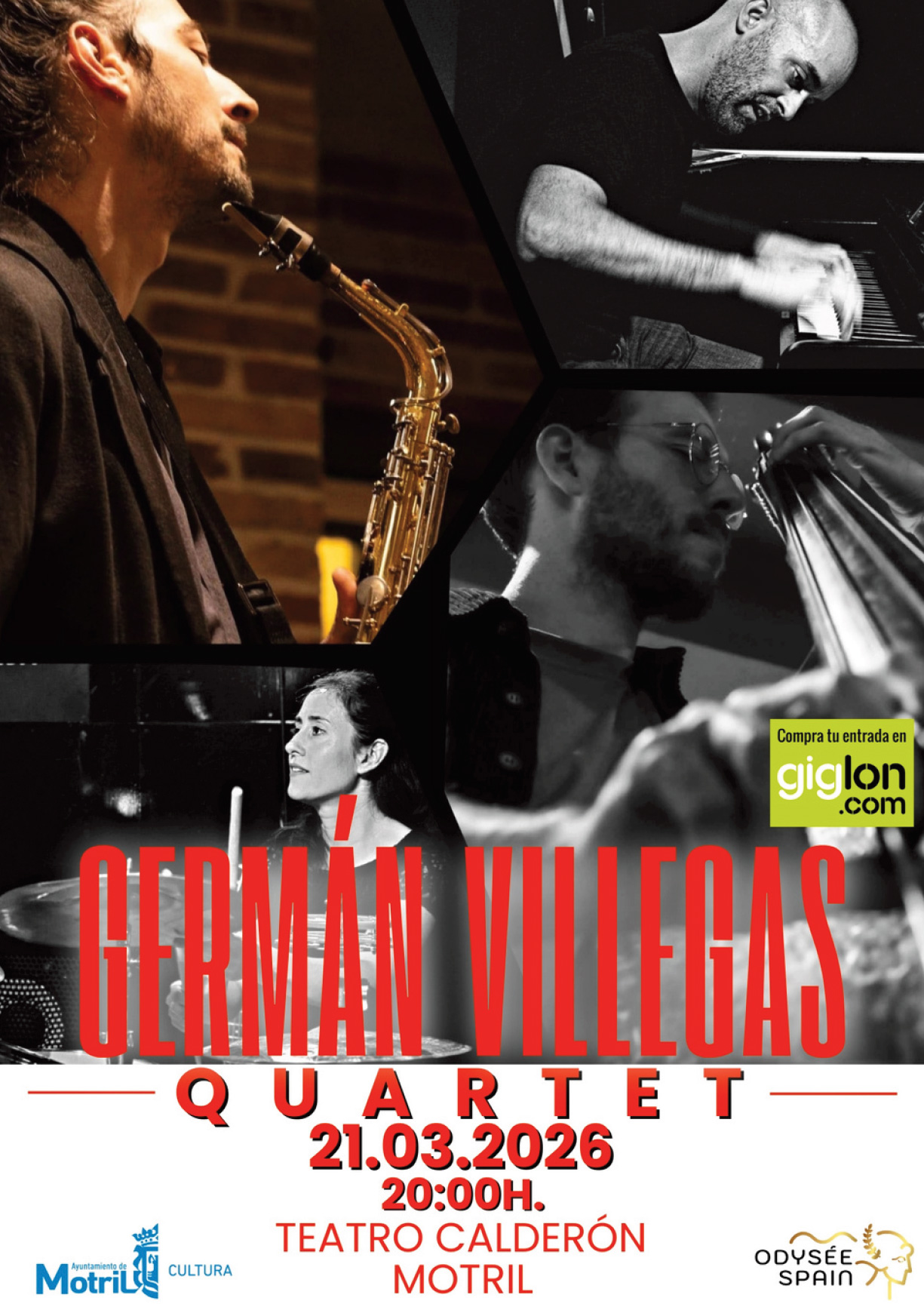 Cartel del concierto Germán Villegas Quartet en el Teatro Calderón de Motril