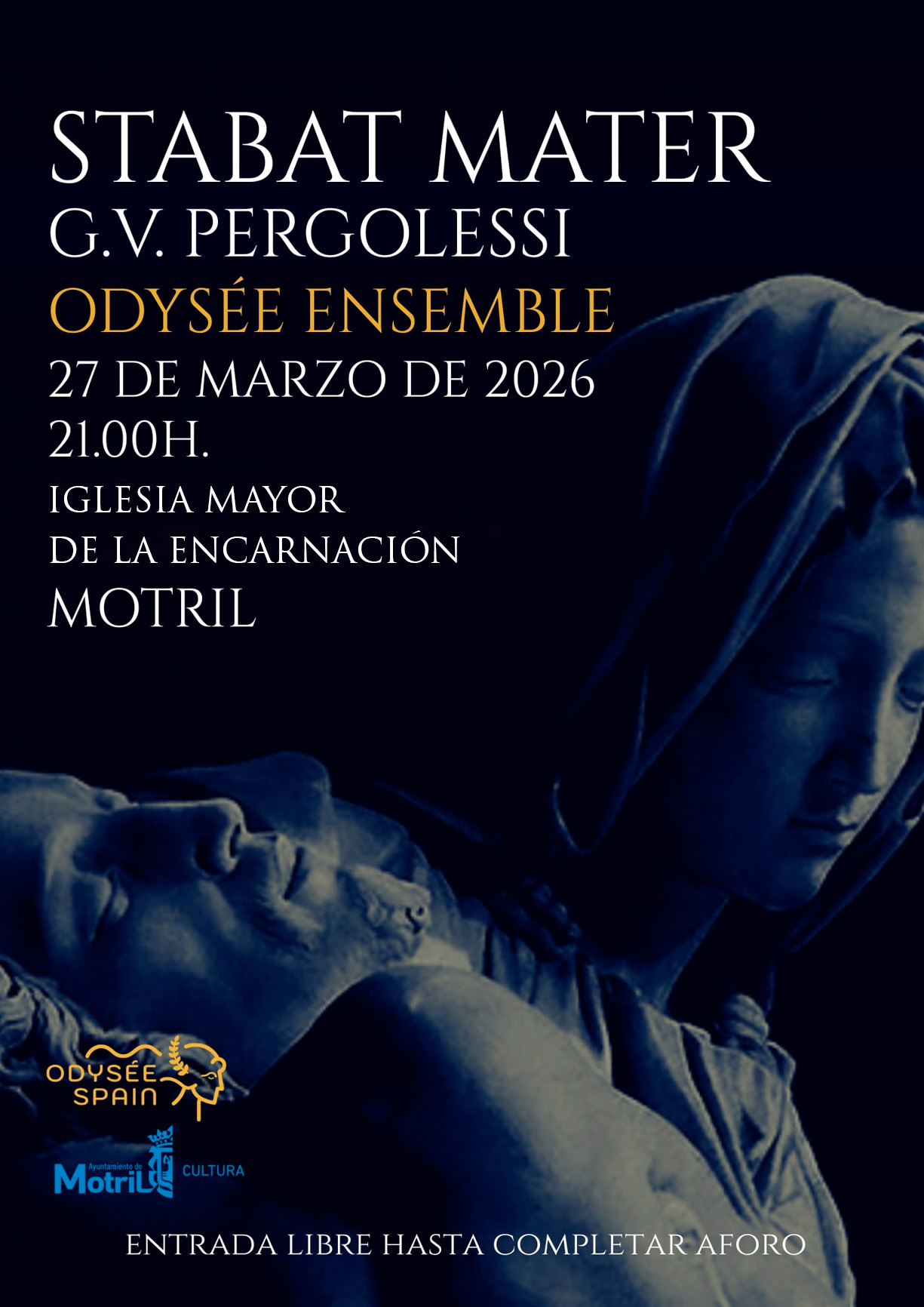 Cartel del Stabat Mater de Pergolesi en Motril interpretado por Odyssée Ensemble