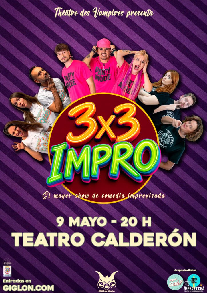 Cartel del espectáculo 3x3 Impro en el Teatro Calderón de Motril