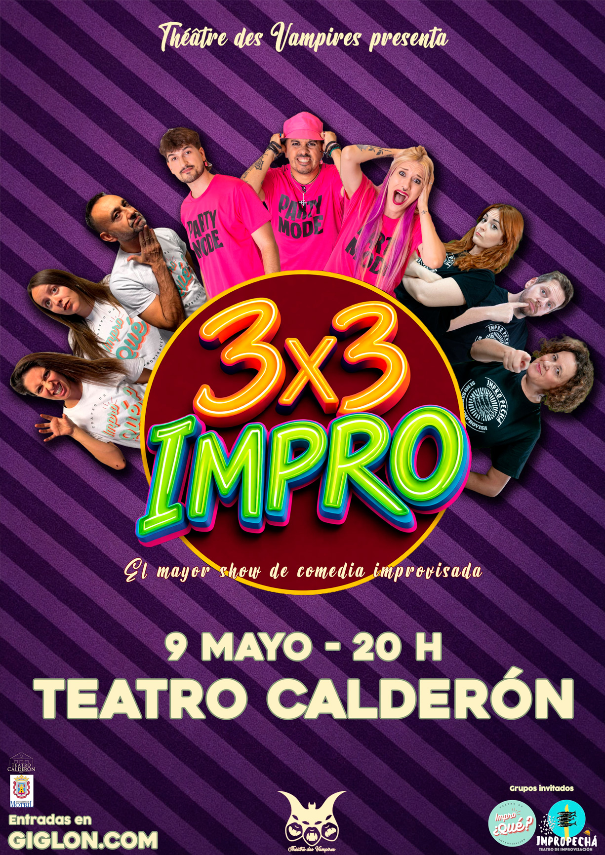 Cartel del espectáculo 3x3 Impro en el Teatro Calderón de Motril
