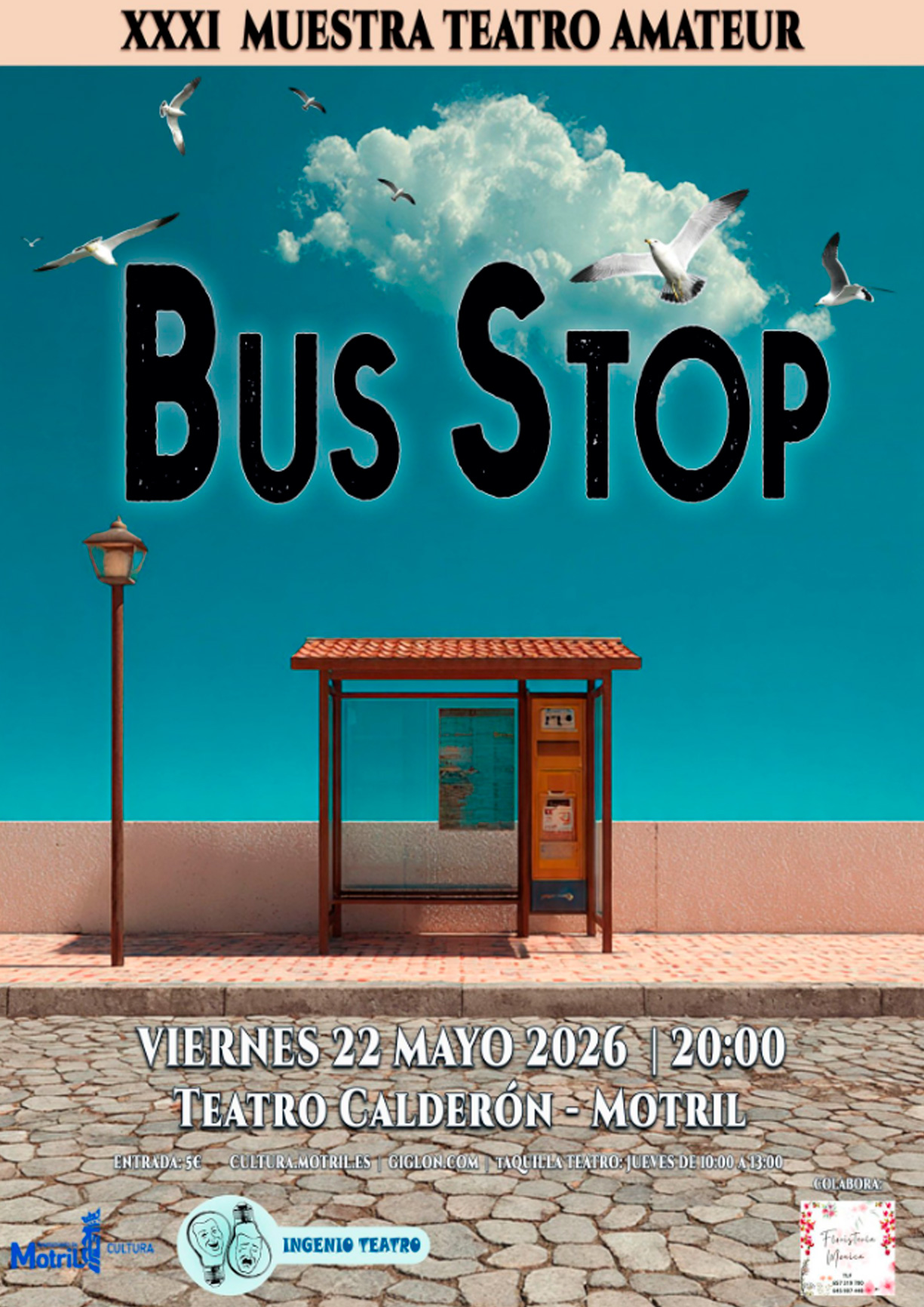 Cartel de la obra Bus Stop dentro de la XXXI Muestra de Teatro Amateur en Motril