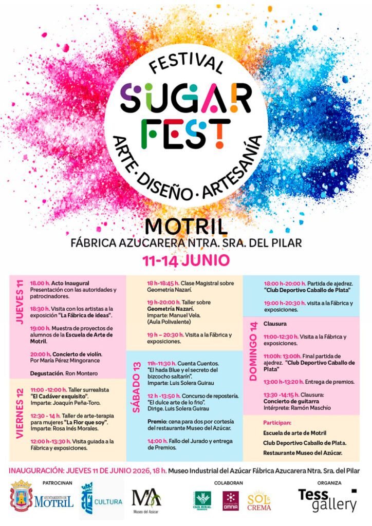 Cartel del Festival Sugar Fest en Motril dedicado al arte, diseño y artesanía