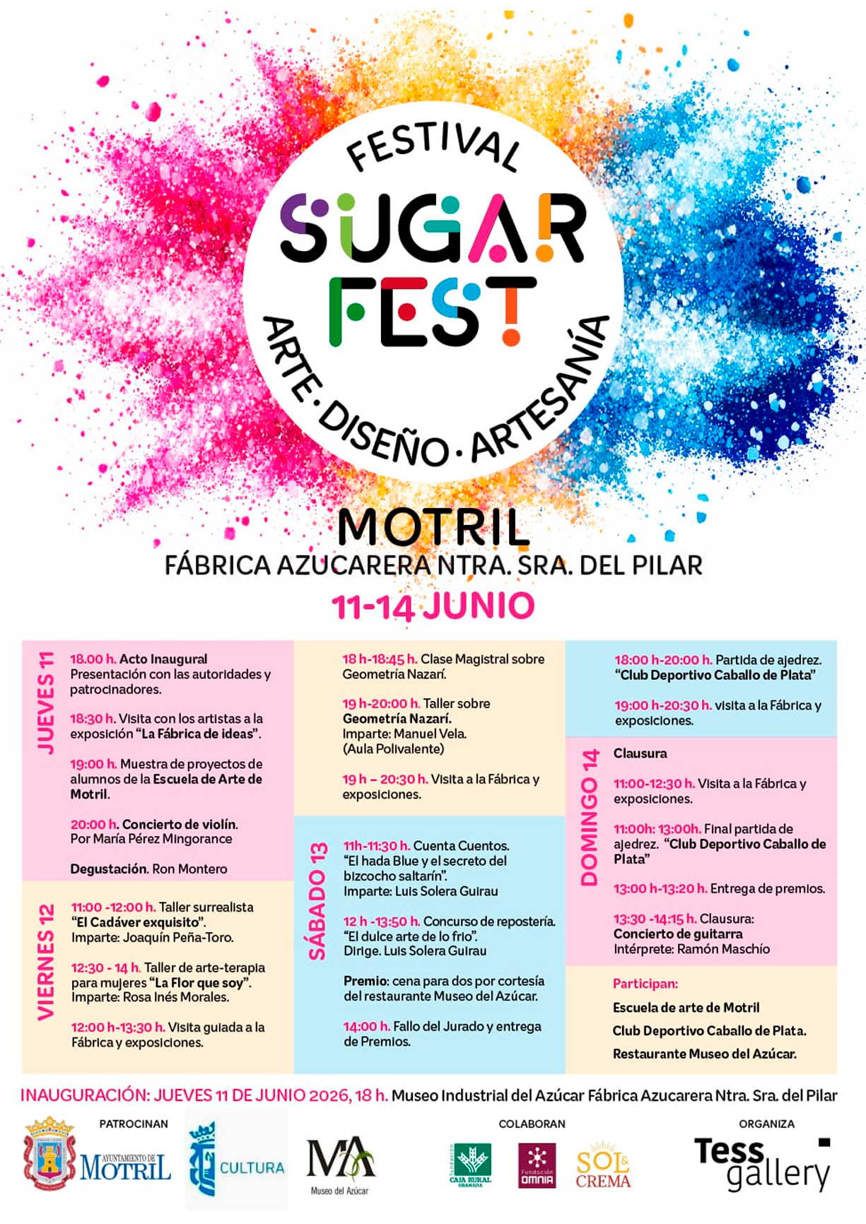 Cartel del Festival Sugar Fest en Motril dedicado al arte, diseño y artesanía