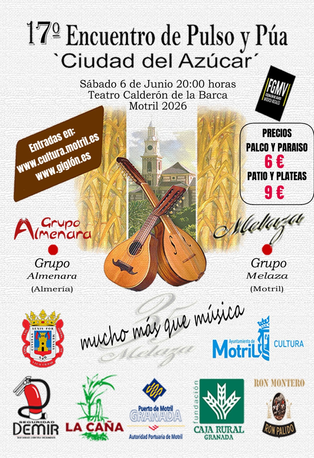 Cartel del 17º Encuentro de Pulso y Púa Ciudad del Azúcar en Motril