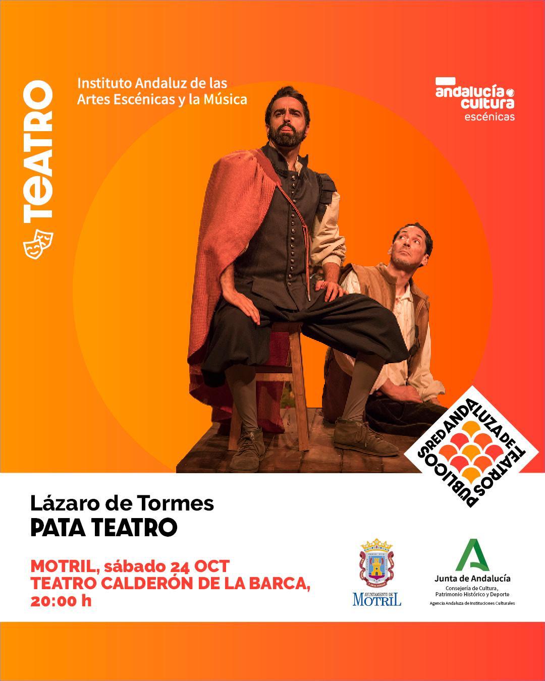 Cartel de Lázaro de Tormes de Pata Teatro en el Teatro Calderón de Motril.