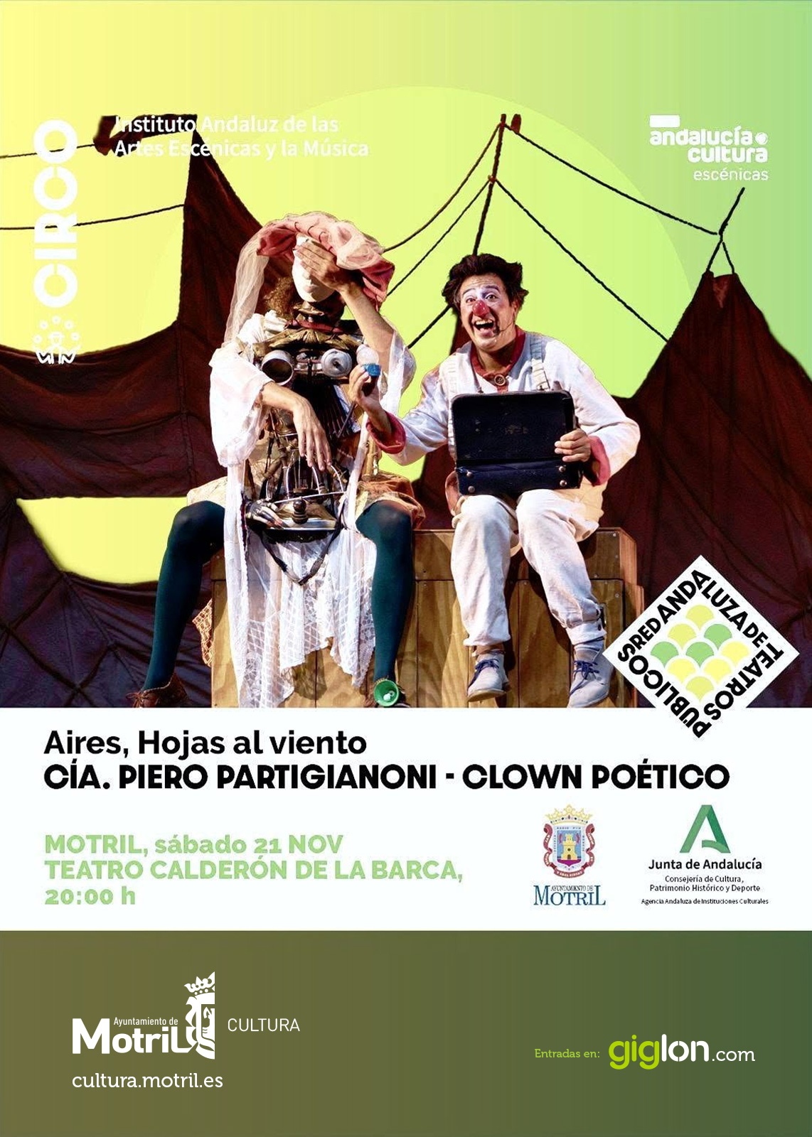 Cartel de Aires, hojas al viento de la Cía. Piero Partigianoni en el Teatro Calderón de Motril.