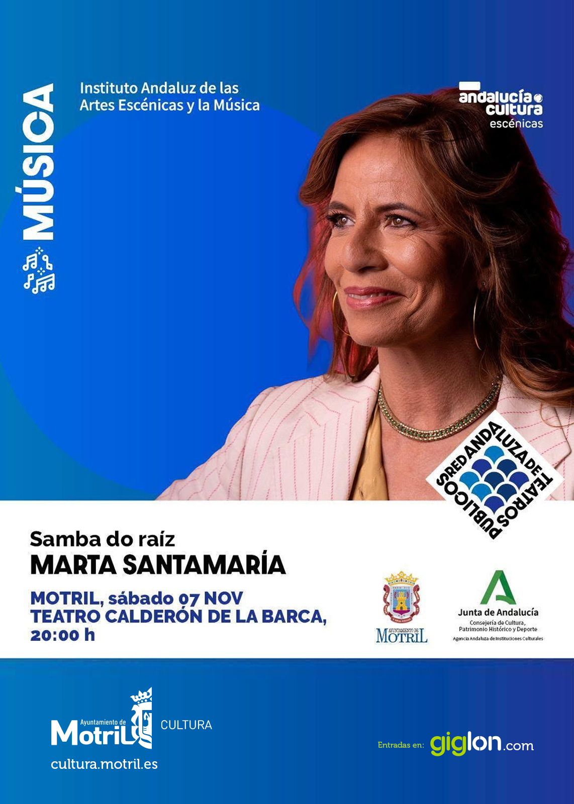 Cartel de Samba do raíz de Marta Santamaría en el Teatro Calderón de Motril.